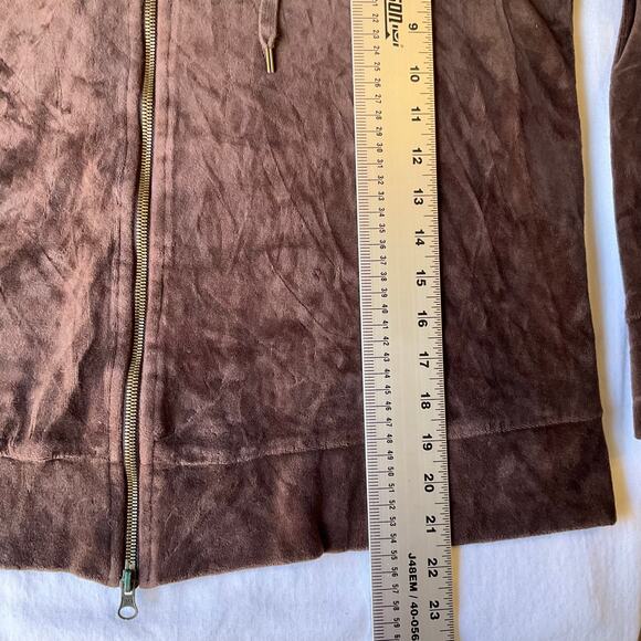 Liz Lange Maternity Women Velvet Jacket size S Full Zip Hooded Earthy Brown - Picture 3 of 7